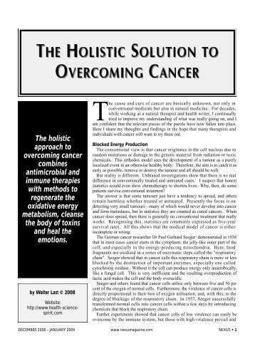 The Holistic Cancer Solution - Health - Science - Spirit