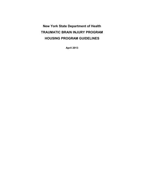 TBI Housing Subsidy Program Manual, April 2013 - New York State ...