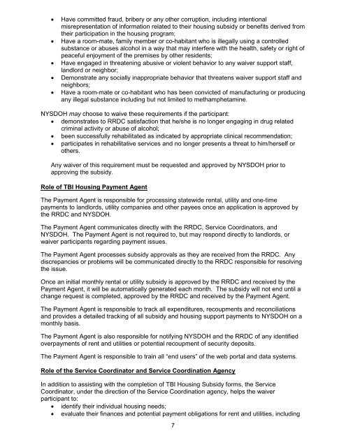 TBI Housing Subsidy Program Manual, April 2013 - New York State ...