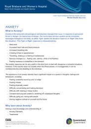 Psychoed Package, Anxiety, Royal Brisbane and Women's Hospital