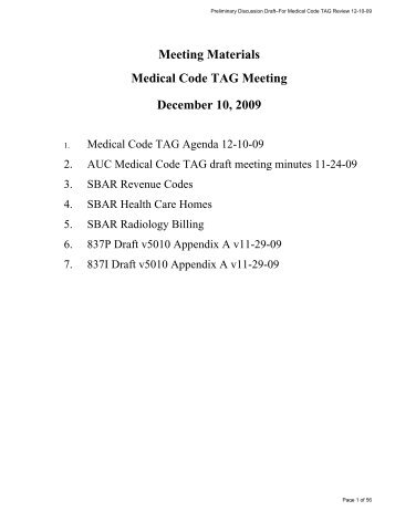 Medical Code TAG Meeting Materials 12-10-09 - Minnesota ...