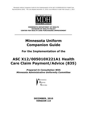 ASC X12/005010X221A1 Health Care Claim Payment/Advice (835)