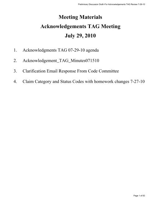 AUC Acknowledgements TAG Meeting Materials 07-29-10