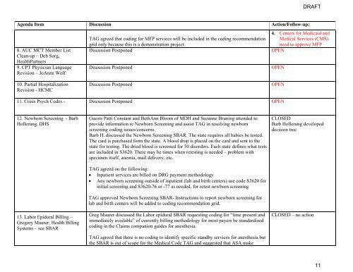 AUC Medical Code TAG Meeting Materials 03-14-13 - Minnesota ...