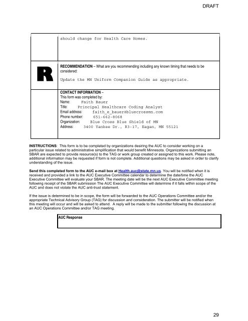 AUC Medical Code TAG Meeting Materials 03-14-13 - Minnesota ...