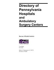 Directory of Pennsylvania Hospitals - Pennsylvania Department of ...