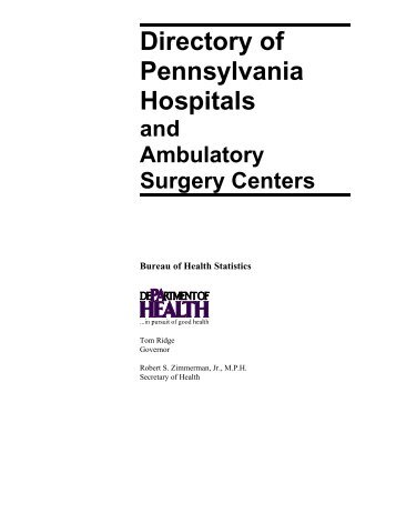 Directory of Pennsylvania Hospitals - Pennsylvania Department of ...
