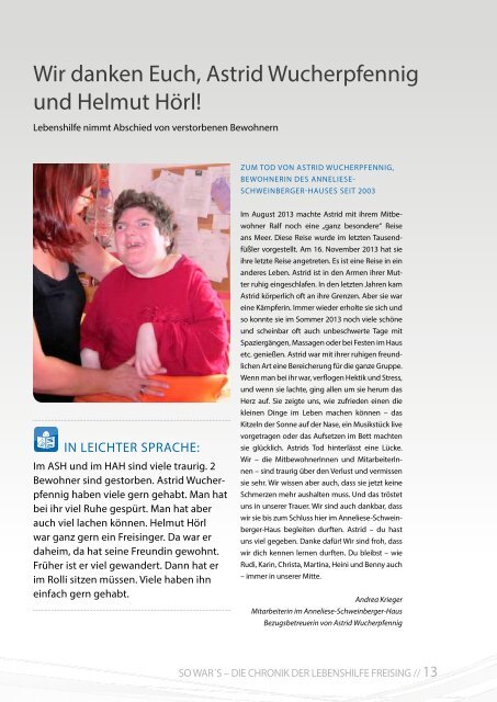 2014 Januar / Lebenshilfe Freising / Tausendfüßler-Magazin