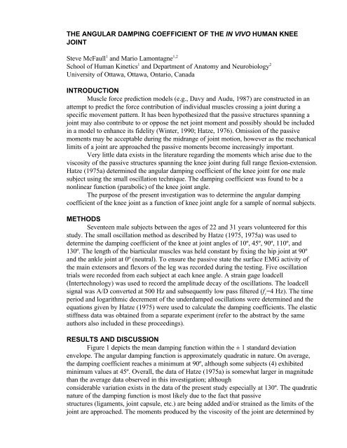 Angular damping coefficient of the in vivo human knee joint.