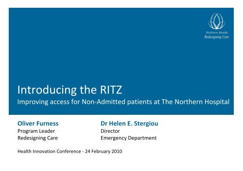 Introducing the RITZ - Department of Health