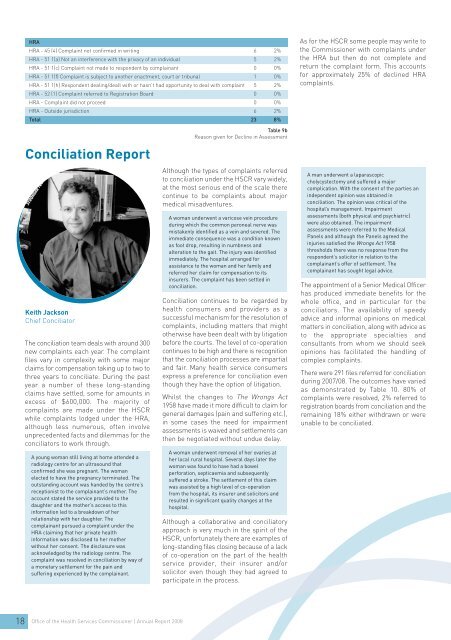 Office of the Health Services Commissioner Annual Report 2008