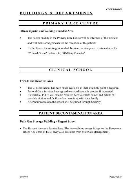 EMERGENCY PROCEDURES MANUAL - Department of Health