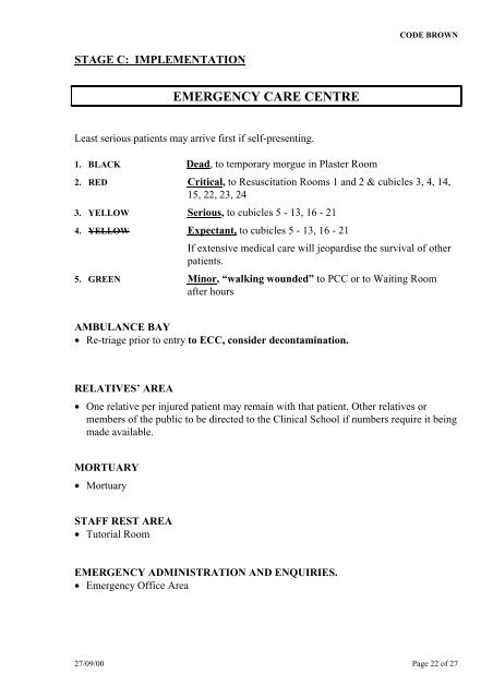 EMERGENCY PROCEDURES MANUAL - Department of Health