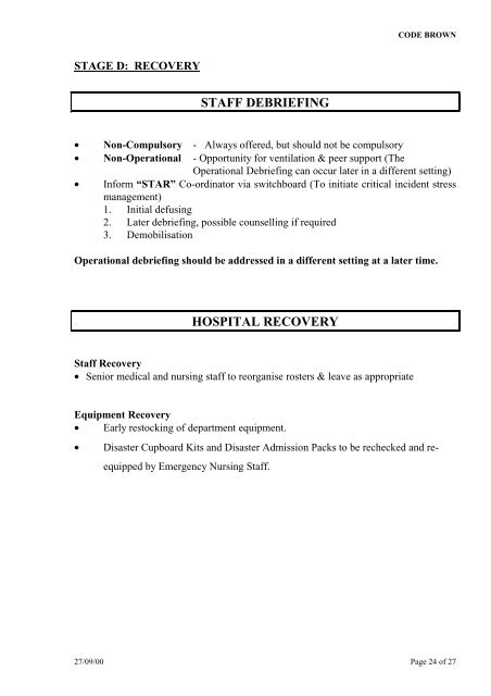 EMERGENCY PROCEDURES MANUAL - Department of Health