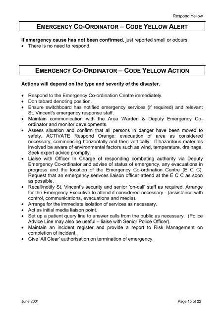 EMERGENCY PROCEDURES MANUAL - Department of Health