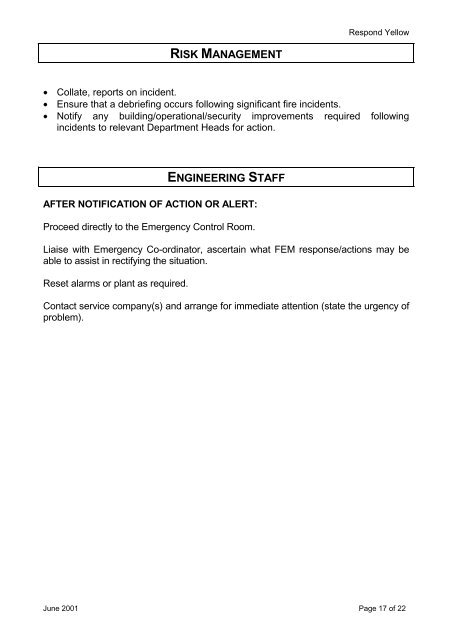 EMERGENCY PROCEDURES MANUAL - Department of Health