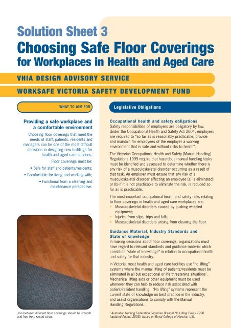 Choosing Safe Floor Coverings For Workplaces In Health And Aged