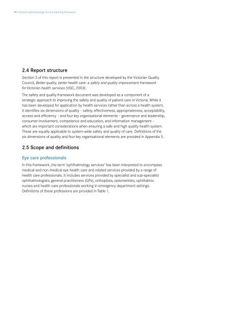 Victorian ophthalmology service planning framework