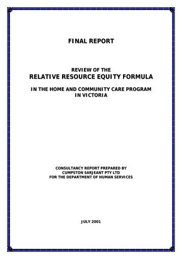 Final Report on RREF 2001 - Department of Health