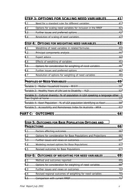 Final Report on RREF 2001 - Department of Health