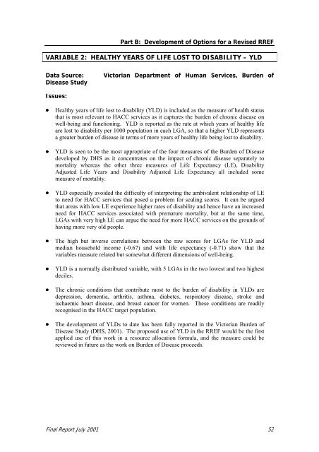 Final Report on RREF 2001 - Department of Health