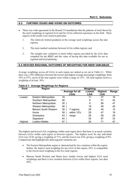 Final Report on RREF 2001 - Department of Health