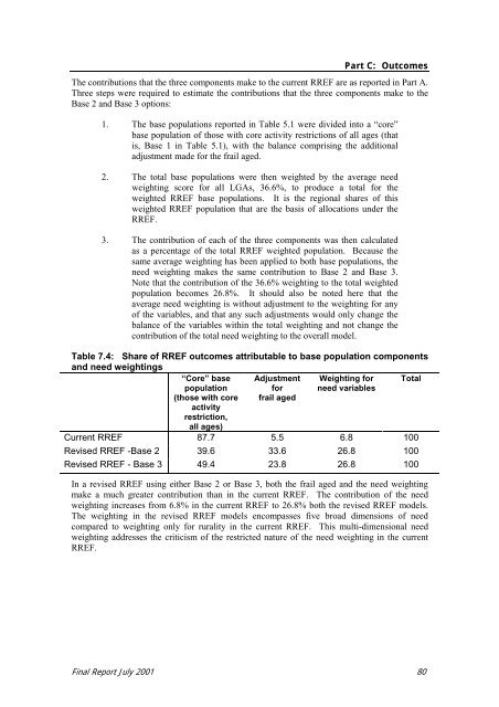 Final Report on RREF 2001 - Department of Health