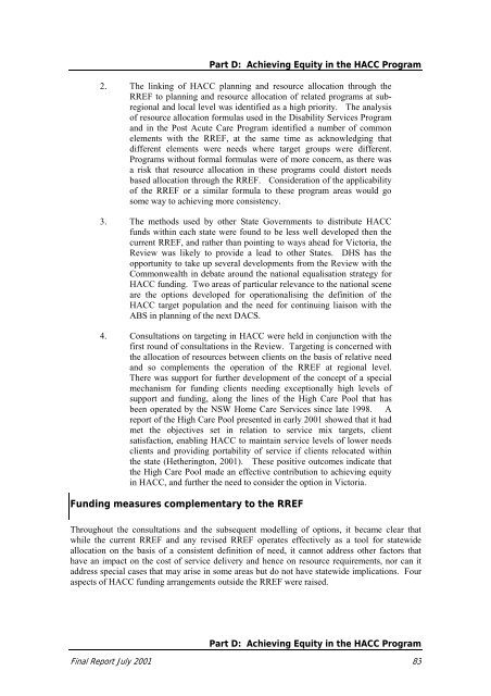 Final Report on RREF 2001 - Department of Health