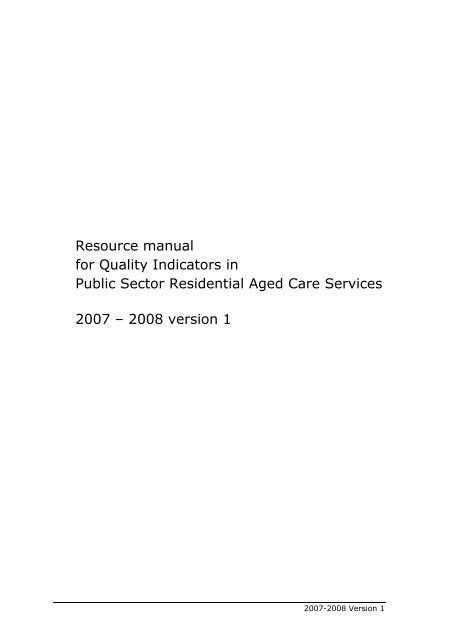 Resource Manual For Quality Indicators In - Department of Health