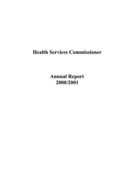 Health Services Commissioner Annual Report 2000/2001