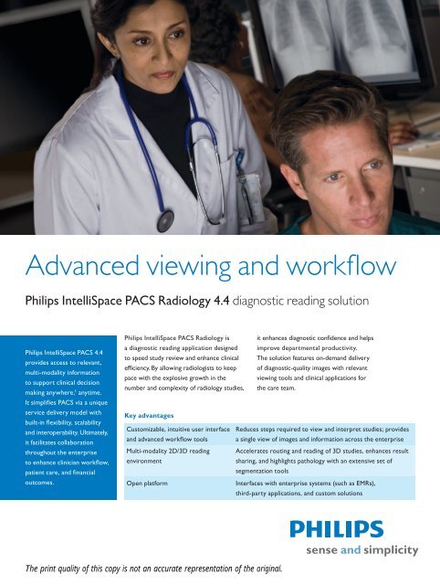 IntelliSpace PACS Radiology 4.4 Datasheet - Philips Healthcare