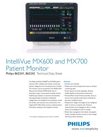 IntelliVue MX600 and MX700 Patient Monitor - Philips Healthcare