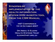 Synopsis of implementation of the health information system (HIS) in ...