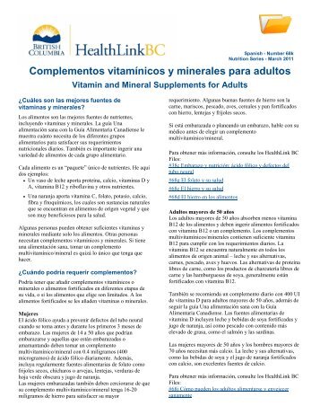Complementos vitamÃ­nicos y minerales para adultos - HealthLinkBC