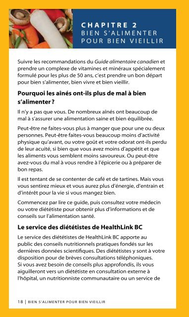 Alimentation et sante des aines - HealthLinkBC