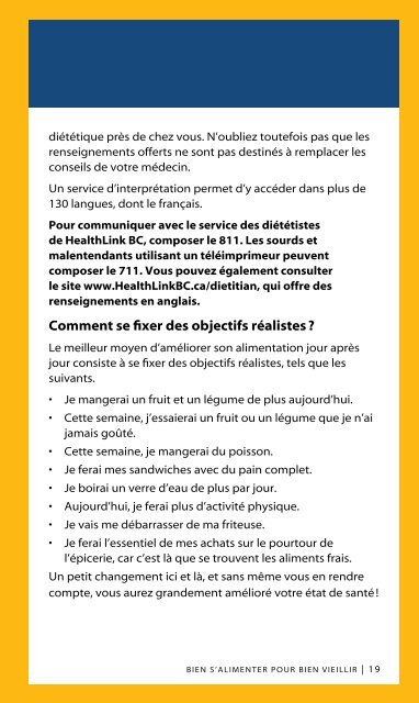 Alimentation et sante des aines - HealthLinkBC