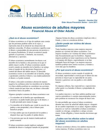 93d Abuso econÃ³mico de adultos mayores - HealthLinkBC