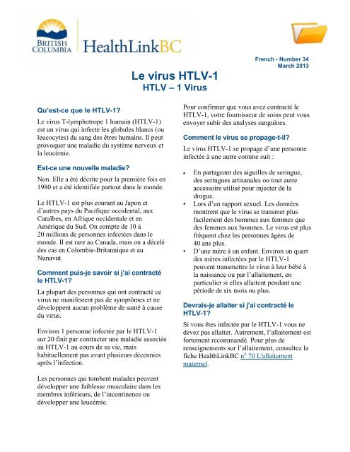 Le virus HTLV-1 - HealthLinkBC