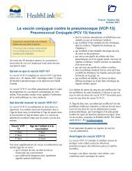 Le vaccin conjuguÃ© contre le pneumocoque (VCP-13) - HealthLinkBC