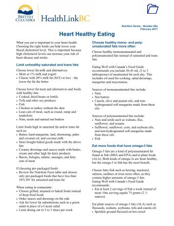 Heart Healthy Eating - HealthLinkBC