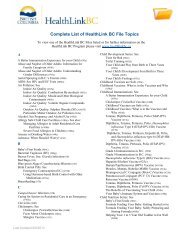 BC HealthFiles - List of Topics - Printer-friendly version - HealthLinkBC