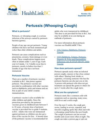 Whooping Cough - HealthLinkBC