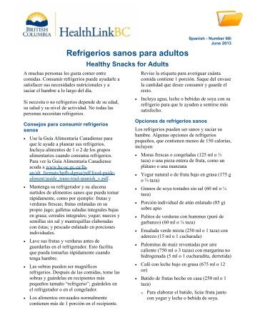 Refrigerios saludables para adultos - HealthLinkBC