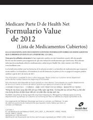 Formulario Value de 2012 - Health Net