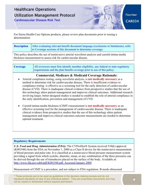 Healthcare Operations Utilization Management Protocol