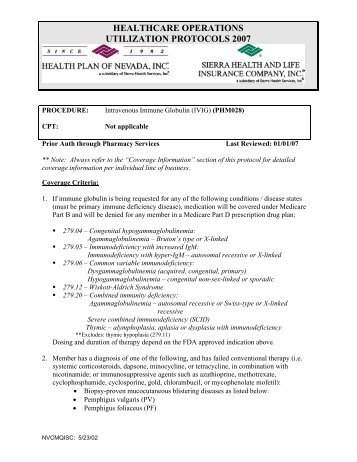 healthcare operations utilization protocols 2007 - Health Plan of ...