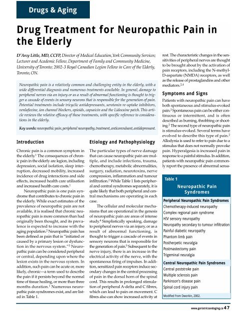 Drug Treatment for Neuropathic Pain in the Elderly - HealthPlexus.net