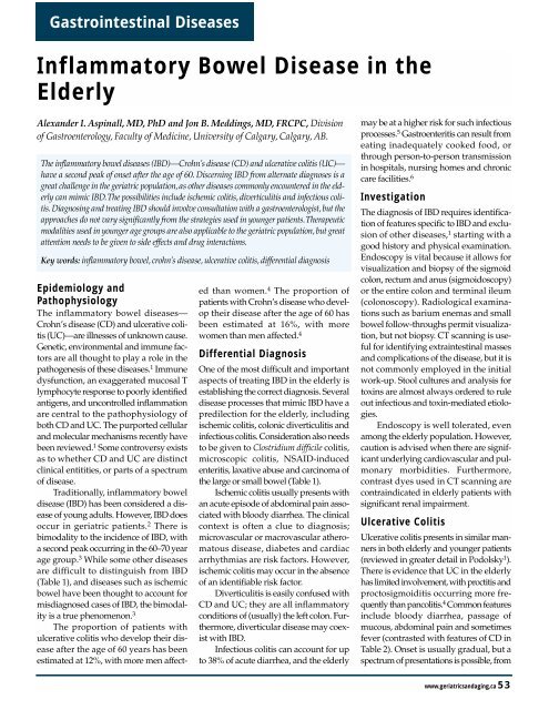 Inflammatory Bowel Disease in the Elderly - HealthPlexus.net