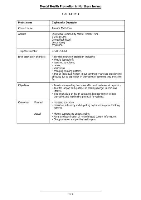 MENTAL HEALTH PROMOTION - Health Promotion Agency