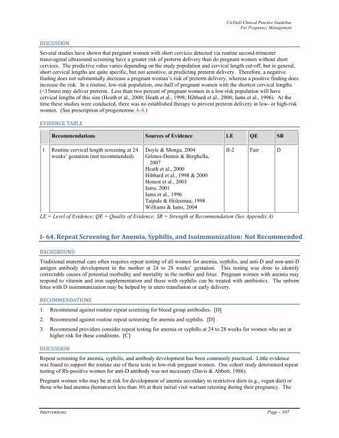 Management of pregnancy - VA/DoD Clinical Practice Guidelines ...